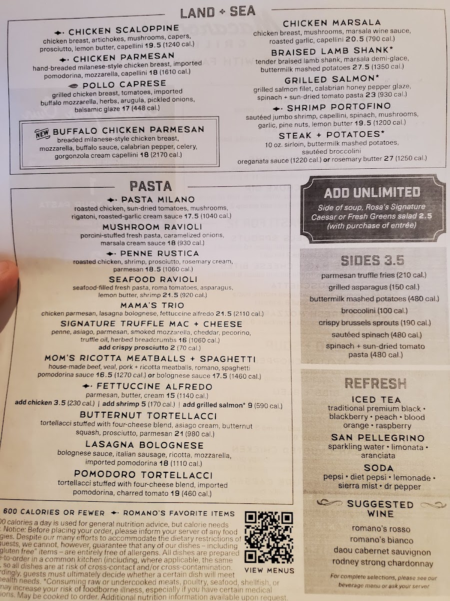 Menu Romano's Macaroni Grill-9